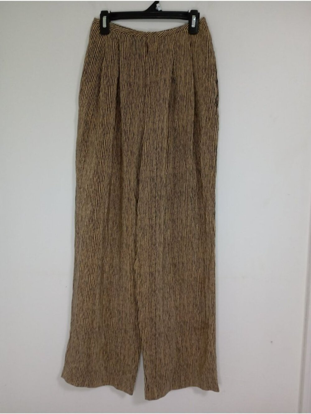 Linda Allard Ellen Tracy Petite Silk Striped Wide-Leg Pants Size 4 Womens